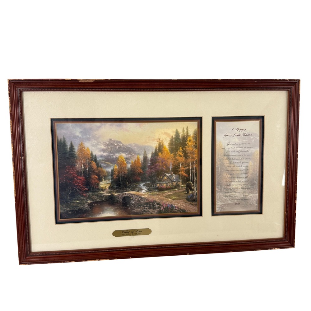 Vintage Thomas Kinkade Valley of Peace Framed Art Brown with COA
